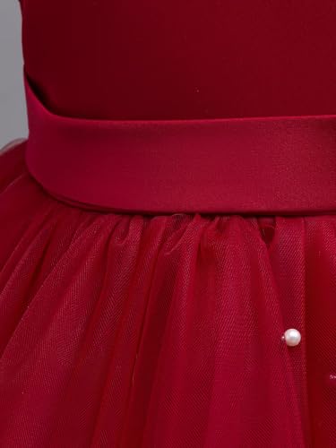 Image of TAGAS Girls Princess Party Dress | Mesh Layered Fit & Flare Frock for Girls | Pearl Embellished Tulle Dress | Birthday Dressess | Wedding Kids Fancy Frock (3-11 Years)