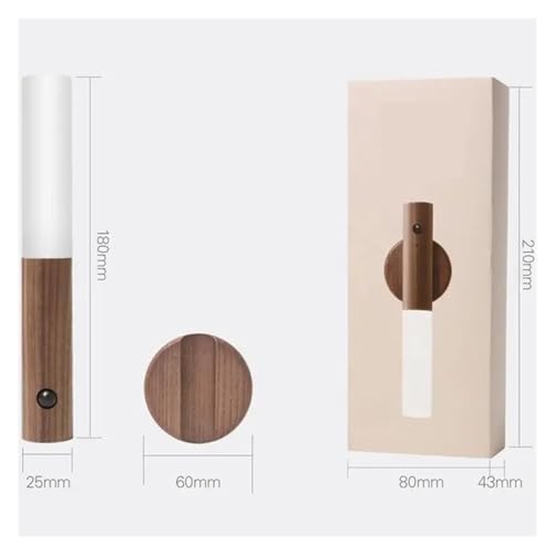 Aplique de pared de madera de nogal con sensor y batería USB 6