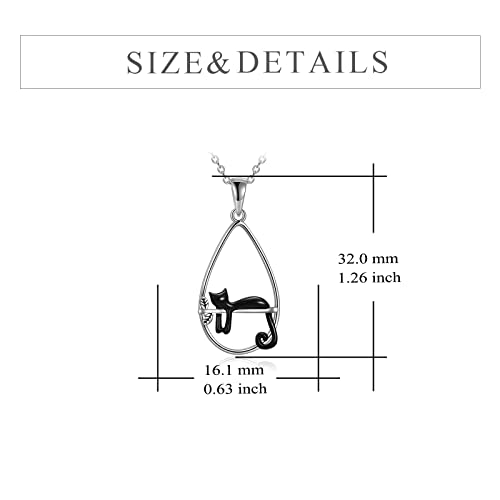 Yfn Black Cat Necklace Sterling Silver Cute Kitty Pendant Jewelry Gifts For Women Girls Mother Daughter Sister Friend (Black Cat) #TOP3