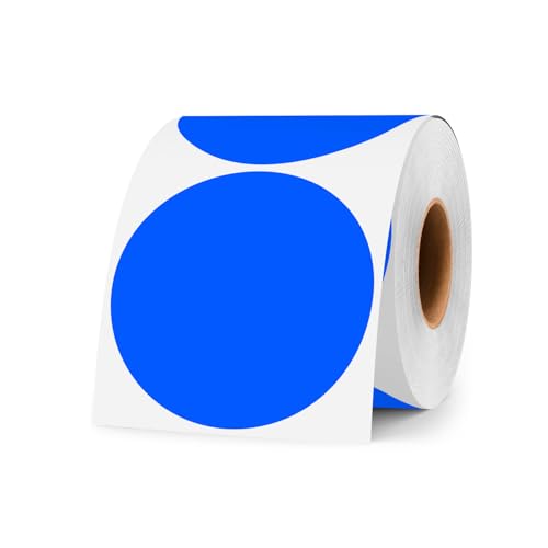 WANSTE 3 Inch Blue Color Code Dot Stickers,500 PCS Round Labels Stickers in Dispenser Box for Organization, Inventory,Classroom