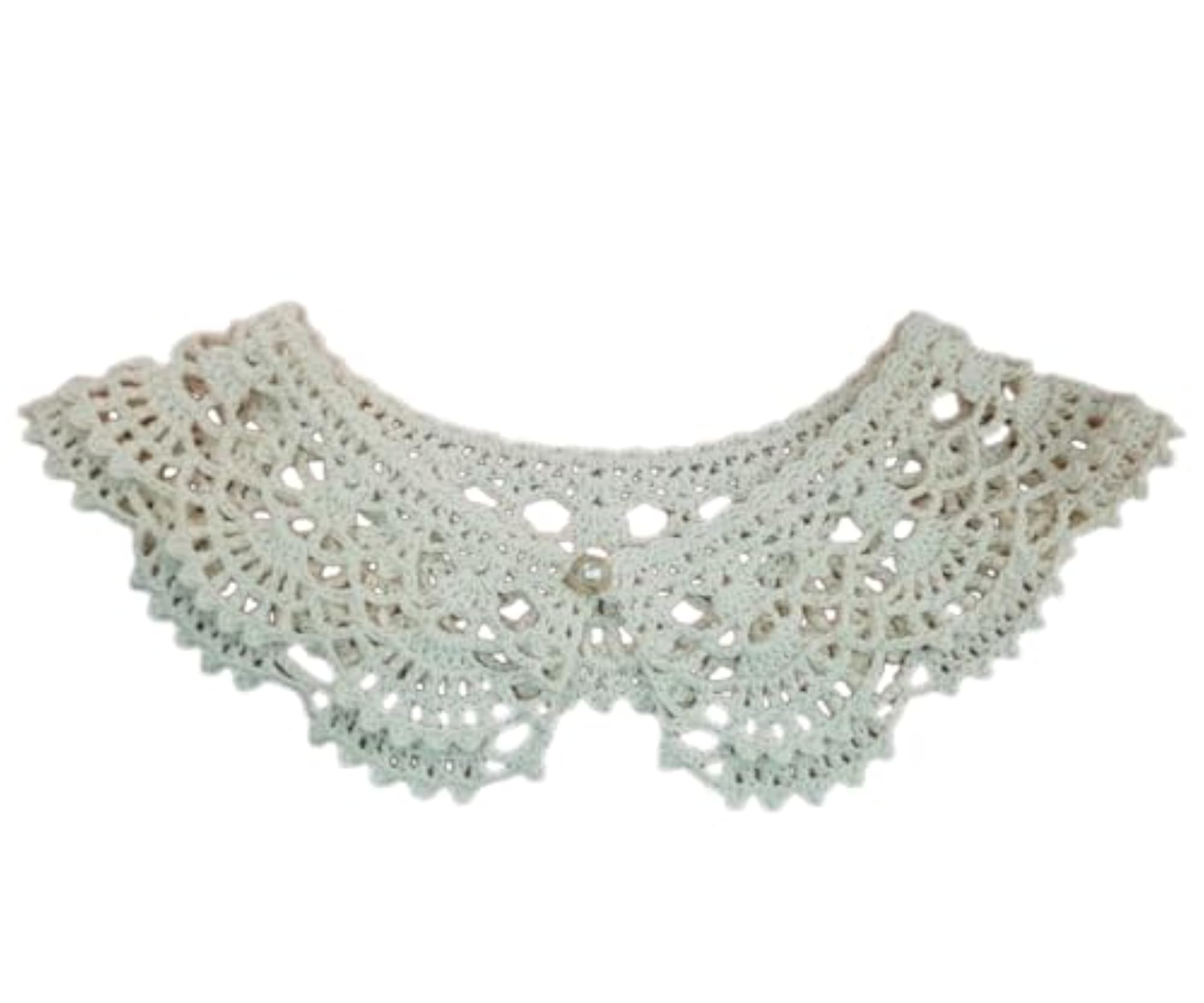 Handmade Crochet Lace Collar, White, Detachable