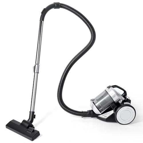 TELEININ Aspirateur sans Sac, 1200W Aspirateur Puissant, Format Compact, Filtre HEPA, Boîte à Poussière de 2L, Brosse Combifloor, Câble de 5m, pour Tapis et Sols Durs Poils d'animaux (2L)