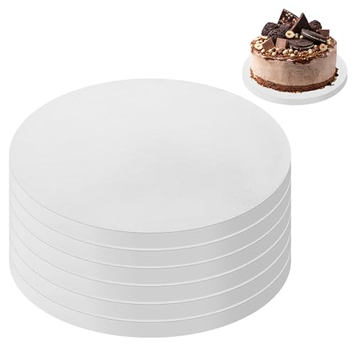 ZHYLUO 6 Base para Tartas 12mm x 20cm/8inch, Base Reutilizable Tarta, Tabla para Tartas 20cm, para transportar tartas y postres, adecuada para bodas, fiestas(Blanco)