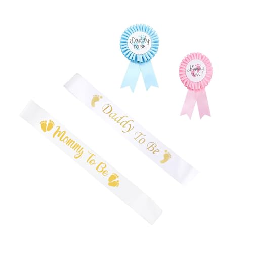 Snogisa It's Boy or Girl Gender Reveal Sash,Baby Shower Party Favors Decorations, Pregnancy Announcement Pink with Beautiful Ribbon and Black Glitter Text