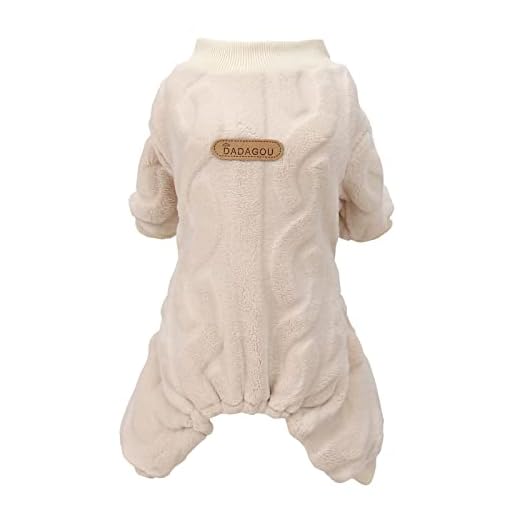 Izefia Hondentrui Hondenkleding Fleece Hond Wollen Trui Winter Warm Sweat Shirt 4 Benen Jumpsuit Pyjama Twist Print Trui voor Kleine Hond Medium Hond Kat Khaki XXL