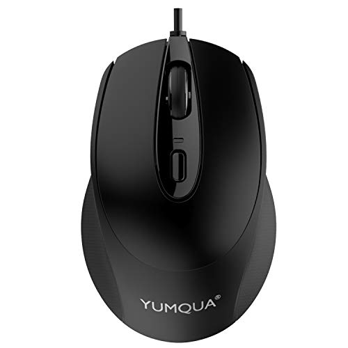 YUMQUA SB222-E Silent Mouse Wired, USB Optical Computer Mouse with 2 DPI Levels(800/1200), 4-Button Mouse for Laptop Chromebook MacBook Notebook PC Desktop