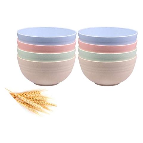 Unbreakable Cereal Bowls - 24 OZ Wheat Straw Fiber Lightweight Bowl Sets 8 - Dishwasher & Microwave Safe - for,Rice,Soup Bowls Cover