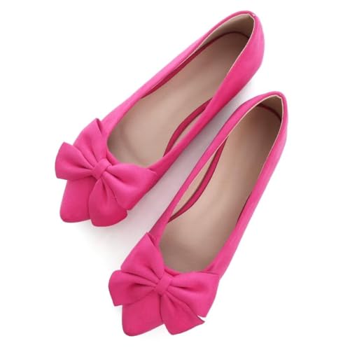 Image of TN TANGNEST Women Classical Bowknot Flats Comfort Pointy Toe Dress Shoes Walking Flats Rose Shoes red 35(5)