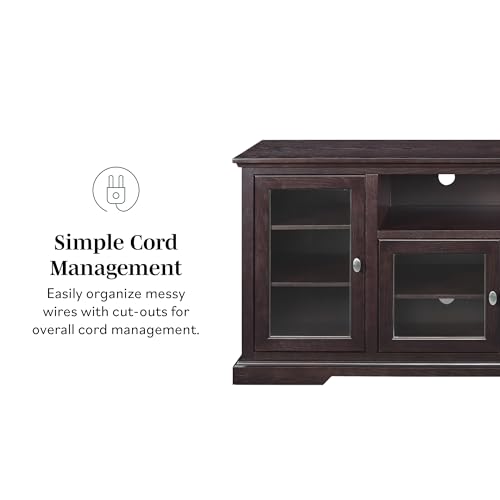 Walker Edison Concord Classic Glass Door Storage TV Console for TVs up to 80 Inches, 70 Inch, Black - Image 5