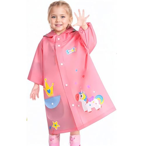 Boys Girls Raincoat Kids Rain Jacket Cartoon Poncho Waterproof Rainwear Slicker 2-12 Years