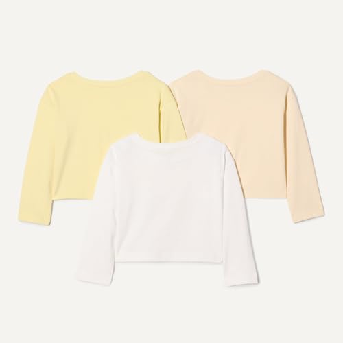 Image of Amazon Essentials Babies, Toddlers and Girls' Long Sleeve Cotton T-Shirts, Pack of 3