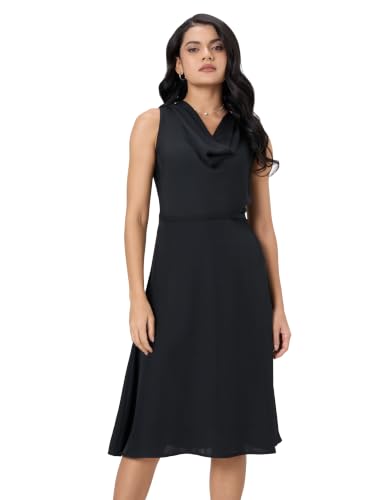 Image of Symbol Premium Women's Cowl Neck Sleeveless Dress | Knee-Length | A-Line | Concealed Side Zipper (Available in Plus Sizes)