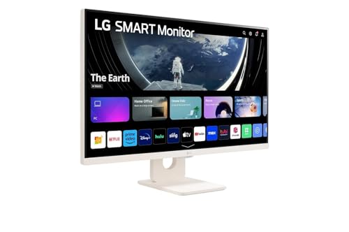 Image of LG 27SR50F 27 inch Full HD (1920 x 1080) IPS Smart Monitor with webOS, ThinQ Home Dashboard, AirPlay 2, Screen Share, Bluetooth, 2xHDMI, 2xUSB, Remote Control, White