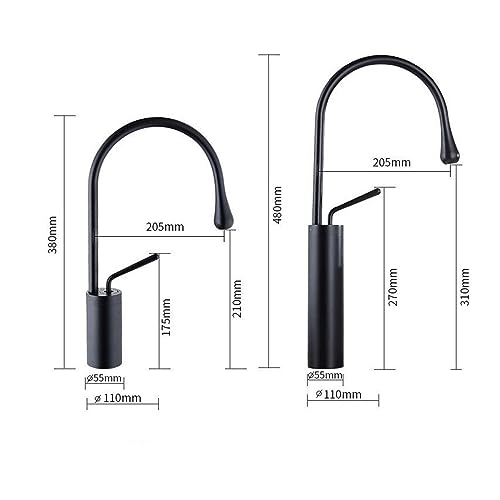 Robinet en laiton noir mat robuste avec bec pivotant 360 - 4