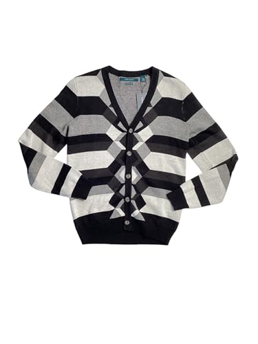 Perry Ellis Mens Button Cardigan Sweater Black Grey White XL