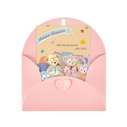 ダッフィー 誕生日グリーティングカード 学生用祝福ポストカード パーティー招待状クリスマスカード Pink