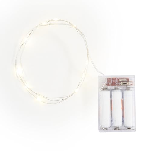 VBS Micro LED-Lichterkette '10er LEDs mit Timer' Batteriefach warmweiß Basteln DIY Batterielichterkette 3xAA Batterien Beleuchtung Deko