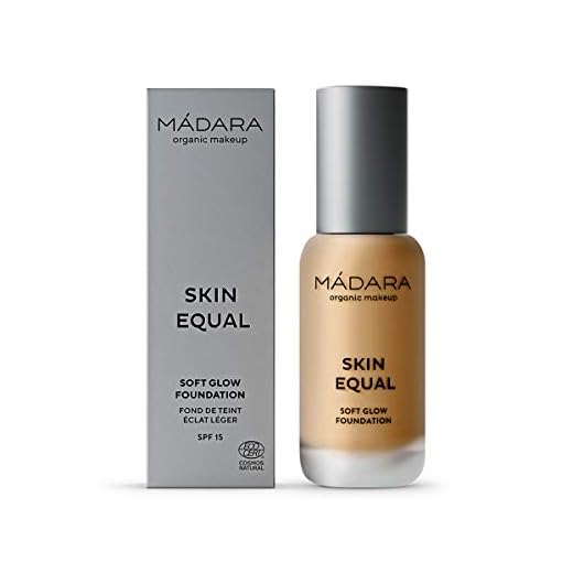 MÁDARA Skin Equal Soft Glow Foundation SPF15 OLIVE 60, 30ml. Base mineral con ácido hialurónico, cobertura media, base húmeda, vegana, certificación natural COSMOS