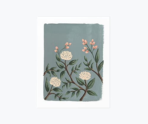 Rifle Paper Co. Painted Peonies Slate Art Print, 8" Wide X 10" Long, Wake Up Your Walls And Shelves With Illustrated Original Art Prints, Bright White Matte Cover Paper #TOP28