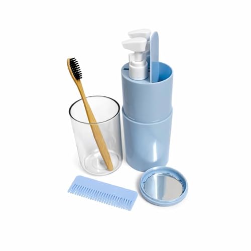Image of Portable Transparent Toothbrush Travel Case - Anti-Bacterial Toothbrush Cover, Portable Holder for Home & Travel (1, Blue Travel Kit)