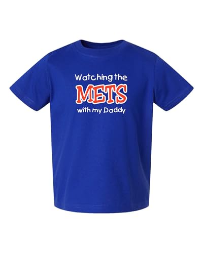 Curiositees Watching the Mets with My Daddy Baby Boy's Bodysuit Outfit Toddler Shirt - Royal