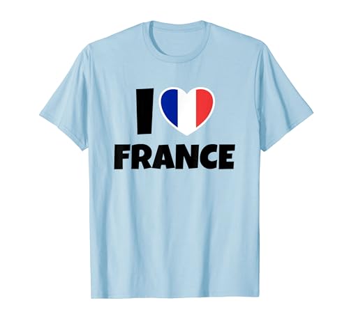 I Love France with French Flag and Heart Camiseta