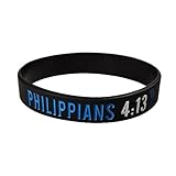 LiFashion LF Mens Black Rubber Silicone Lord's Prayer Bible Verse Christian Philippians 4:13 Bracelet Silicone Scripture Wristbands for Sports Baptism Outdoor Activities