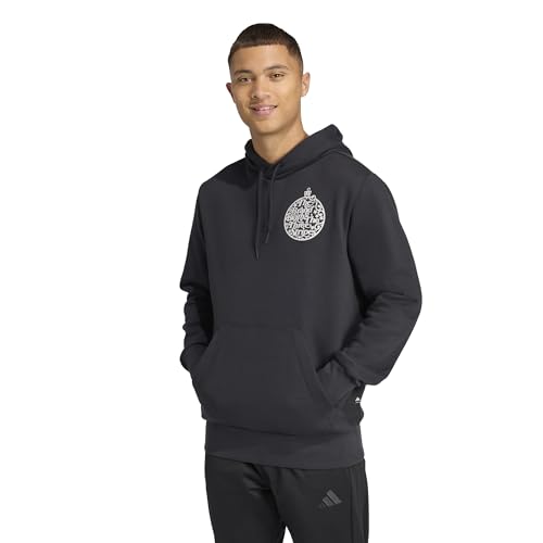adidas Men's Holiday Metallic Graphic Hoodie, Black, Medium