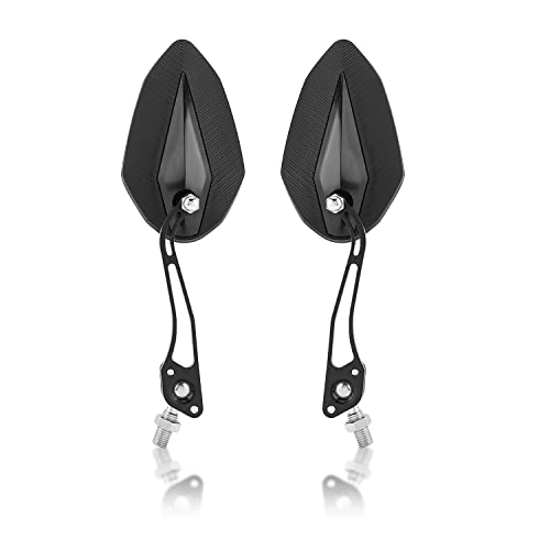 Black Aluminum Motorcycle Mirrors with Adjustable Stalks