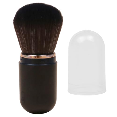 Brocha de maquillaje retráctil – Protección higiénica de viaje | Pincel telescópico con tapa segura para base de maquillaje Blush Bronzer | Maquillaje compacto para viajes con cerdas sintéticas y