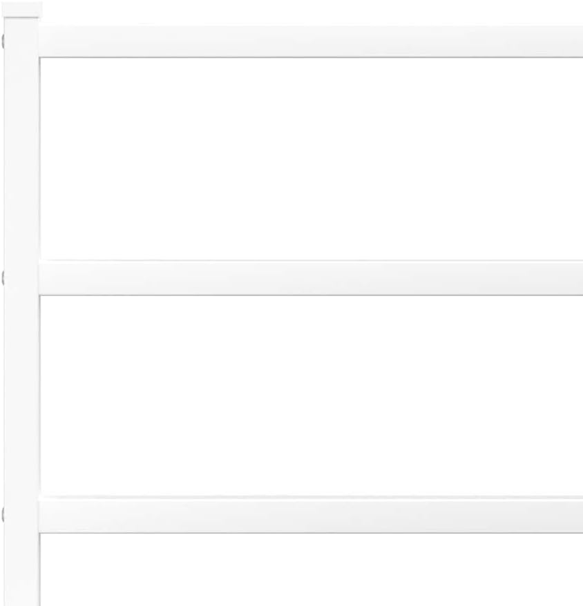 White Steel Twin Bed Frame with Headboard Modern Rectangular Design Sturdy Durable Platform Foundation for Bedroom Mattress Support Easy Assembly No-Box-Spring-Needed