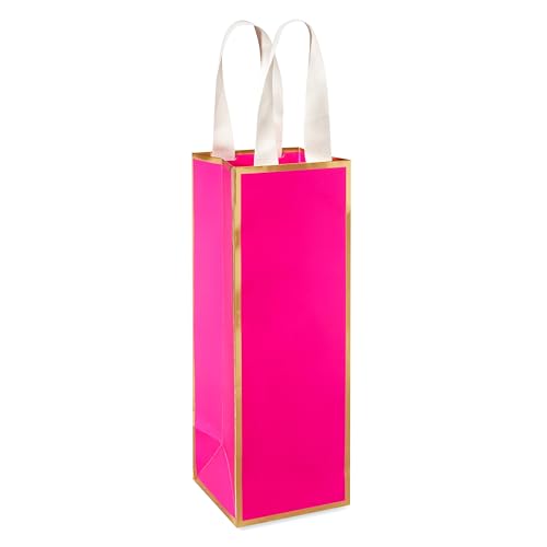 Papyrus 14 Wine Gift Bag (Pink and Gold) for Birthdays Weddings Anniversaries and All Occasions (1 Bag)