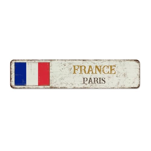 France-Paris – Panneaux en métal personnalisés de 10,2 x 45,7 cm, décoration d'intérieur pour clôture, magasin, chambre pour homme, plaque en métal...