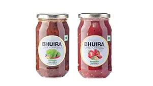 Bhuira|All Natural Tomato Chutney 230g & Kashmiri Mango Bicchua Chutney 230g|No Added preservatives|No Artifical Color Added|Pack of 2