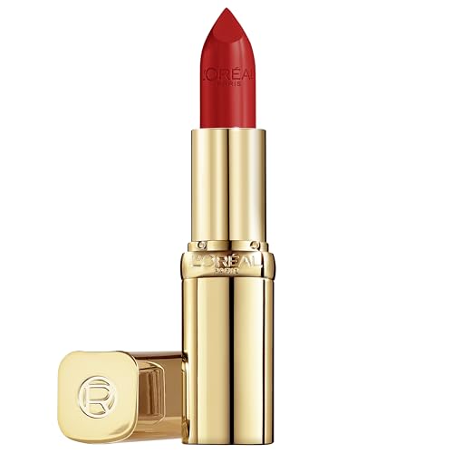 L'Oréal Paris Pflegender Lippenstift mit Satin Finish, Argan-Öl und Vitamin E, Color Riche Satin, Nr. 297 Red Passion, 1 x 4,3 g