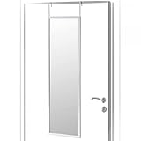 Espejo para Puerta Moderno, Color Plata, Acabado Brillo de PVC, para Dormitorio, sin Agujeros 36x110cm - Hogar y Más