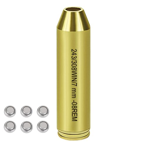 GOTICAL 308 or 30-06 Bore Sight Laser Red Dot in-Chamber Cartridge, Laser Will Display a 2” dot at 100 Yards, Designed for Fast Gun zeroing and Sighting, SIX Batteries are Included