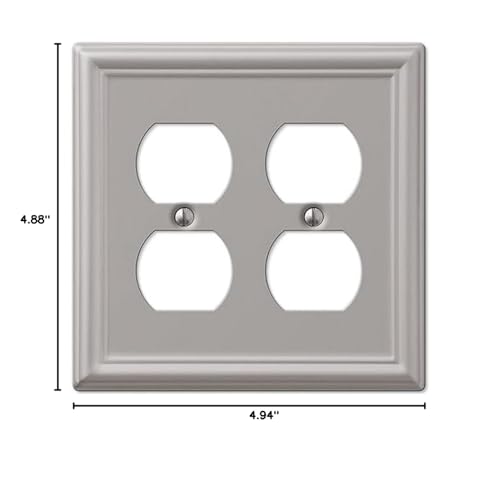 Image of Amerelle 149DDBN Chelsea Steel Double Duplex Wallplate, Brushed Nickel