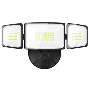 Onforu 60W Flood Lights Outdoor, 6000LM Brightness Security Lights Switch Controlled, 3 Adjustable Heads, IP65 Waterproof, 6500K Wall Mount Exterior LED Flood Light