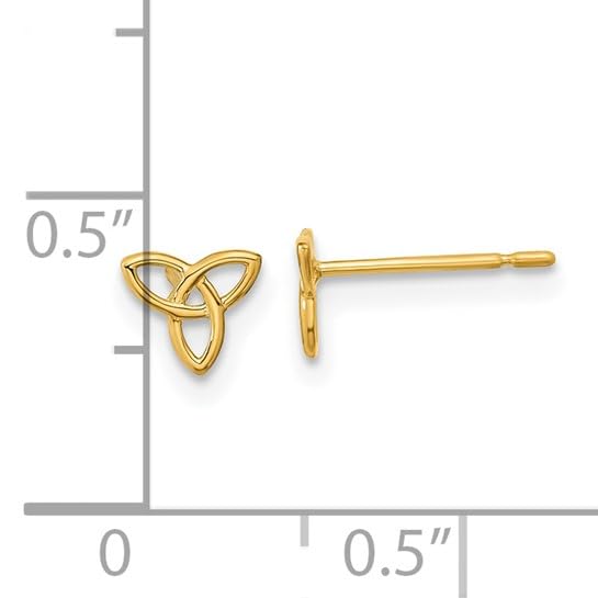 Authentic 14K Solid Yellow Gold Celtic Knot Triquetra Stud Earrings, Dainty 14K Real Gold Trinity Knot Earrings, 5mm x 6mm3