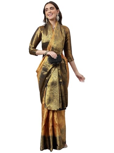 Image of Women's Banarasi Silk With Jacquard Print Saree With Blouse