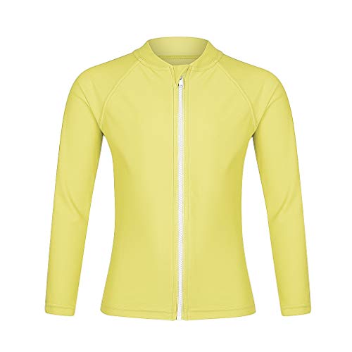 Image of Girls Long Sleeve Swim Shirt UPF 50+ Rash Guard One Piece Zipper Swim Shirt