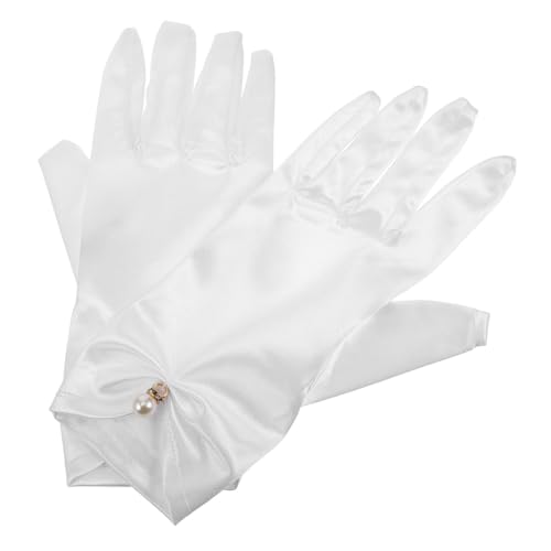 PartyKindom White Lace Gloves Women Wedding Gloves for Bride Bridal Veil for Women