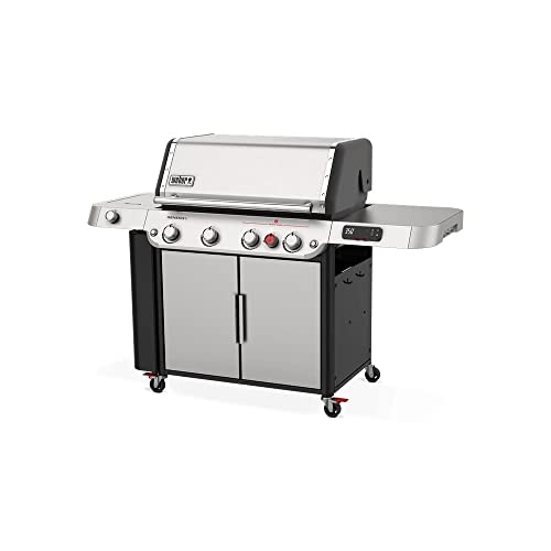 Image of Weber Genesis SPX-435 Premium Smart Grill, Liquid Propane Gas Grill for Outdoor Cooking, 4 Burners and 1 Side Burner, Stainless Steel