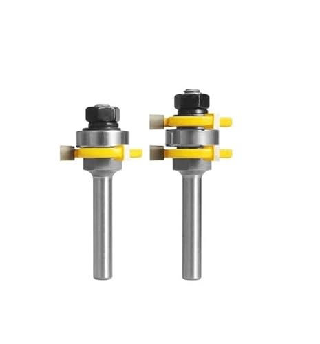 2 pièces 6mm 1/4 8mm tige langue et rainure Joint assemblage routeur jeu de mèches 3/4 fraises à rainure en T outils de coupe du bois(8MM SHANK)