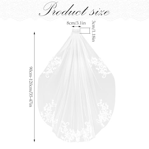 Andibro Bachelorette Veil Bridal Embroidered Veil with Comb Elbow Length Wedding Veils for Bachelorette Party