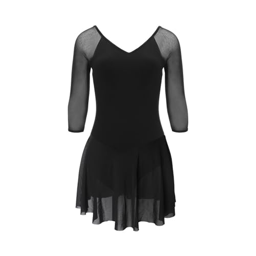 Justaucorps de ballet pour femmes noir en coton avec jupe douce