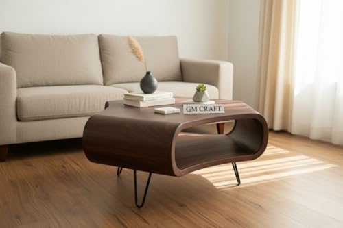 Image of Sheeshsam Wooden Center Coffee Table - Solid Wooden Coffee Table for Living Room - Tea Table Teapoy Center Piece for Home Sofa Center Table for Living Room (Walnut, Jose)