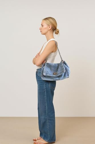 Eiyye Vintage Denim Shoulder Bag with Adjustable Chain Strap & Turn-Lock Flap Women’s Jean Hobo Purse Crossbody Bag3