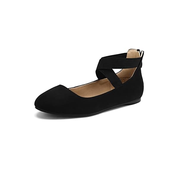 DREAM PAIRS Women's Comfortable Fashion Elastic Ankle Straps Flats Shoes